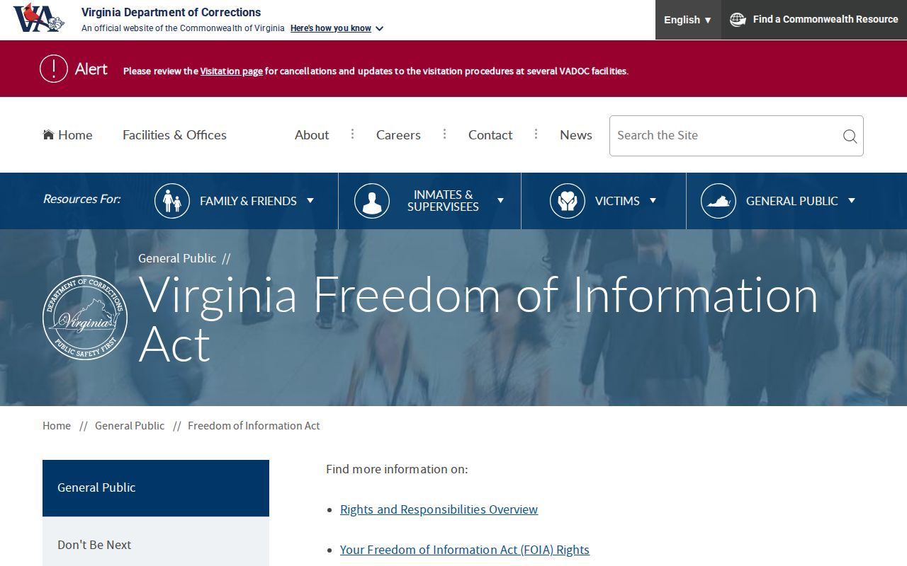 Rappahannock County released inmate VADOC records request guidance